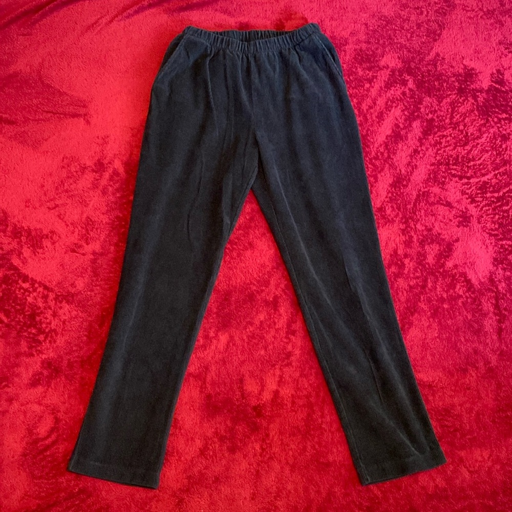 Lands’ End Women’s Corduroy High Rise Petite Leggings Black XS/P (2-4) Pockets